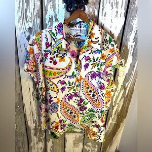 Apparenza Colorful Paisley Print Shirt Size XL Vintage Look
